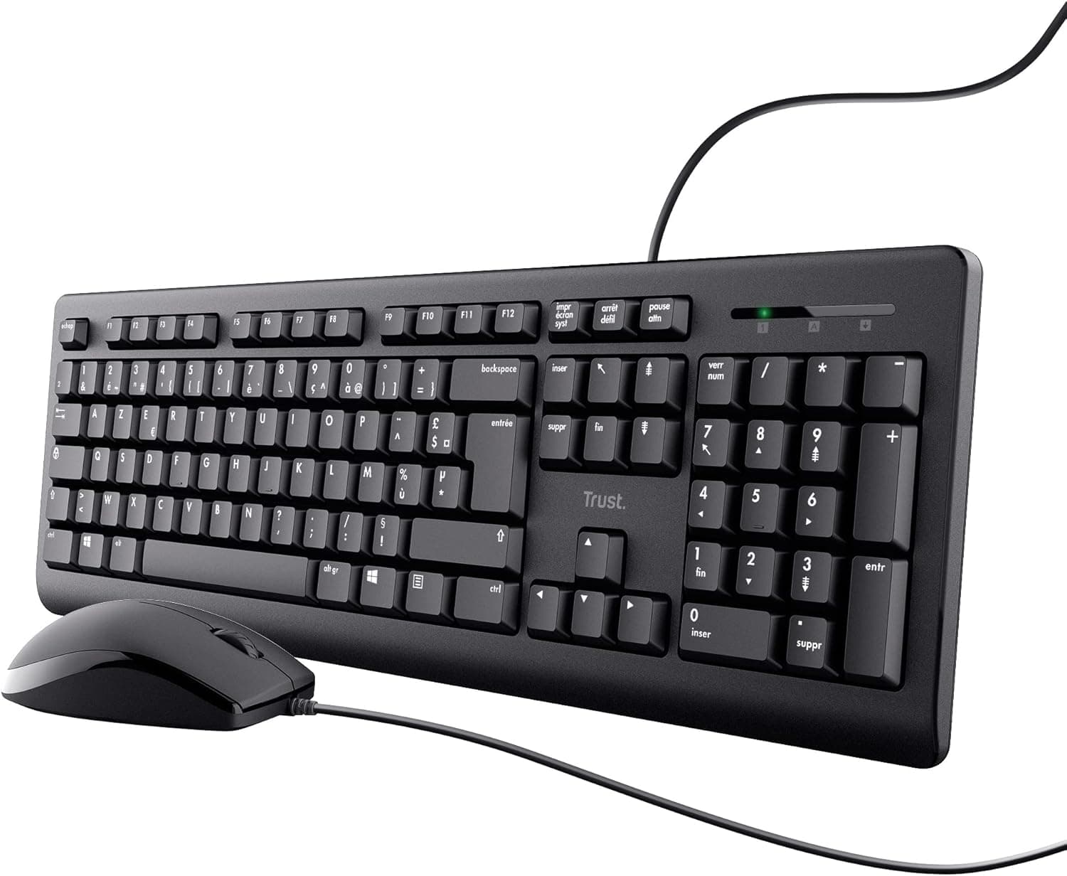Trust Taro Pack Clavier et Souris Filaires AZERTY Français, Noir