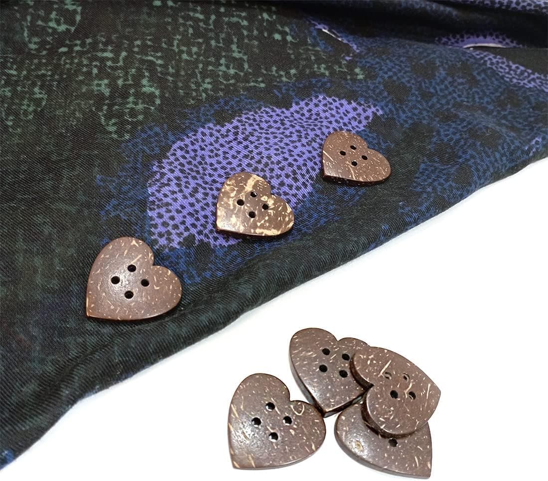 30 Boutons en Noix de Coco en Forme de Coeur, 35 mm, pour l'Artisanat, la Couture et la Décoration (Coco2, 35mm)
