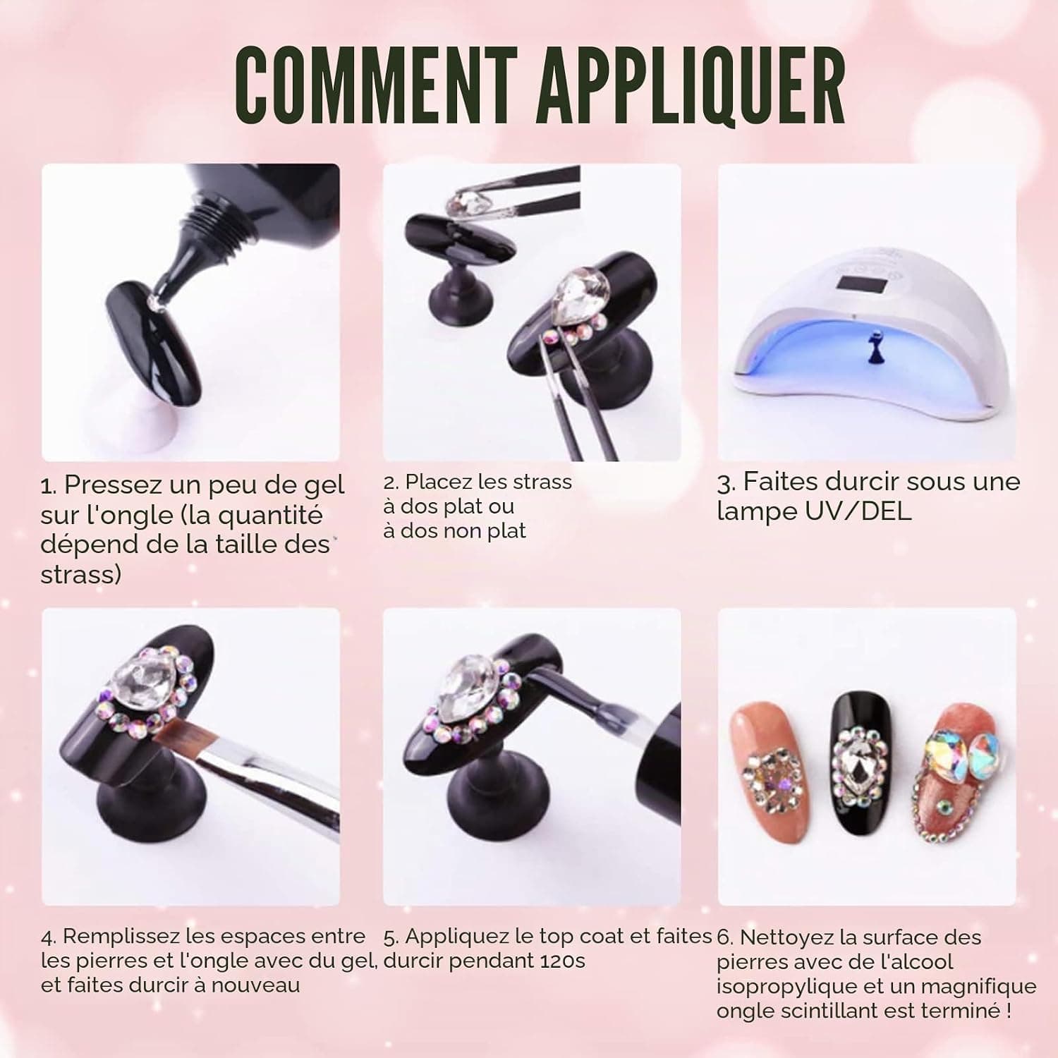 Makartt Kit avec colle super adhésive gel pour ongles avec strass et cristaux, 30 g et 8g