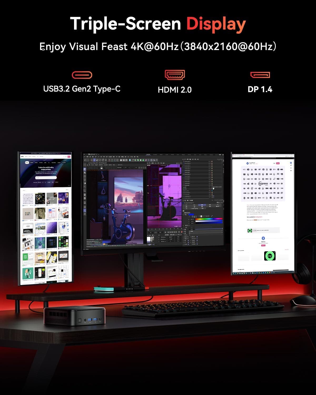 NiPoGi E3B Mini PC, ΑΜD Ryzen 5 7430U(Max 4.3 GHz), 16Go RAM & 512Go SSD