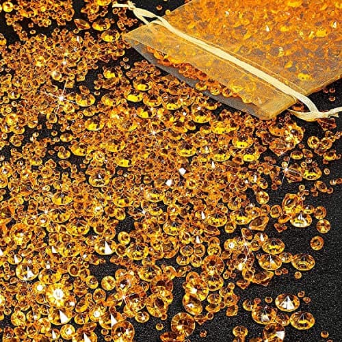 FENGCHUANG 4000 Pièces de Strass Etincelants en 3 Tailles, Idéal Pour Les Décorations de Table de Mariage, Les Décorations de Fête D'anniversaire, Les Remplisseurs de Vase, L'artisanat (Jaune)