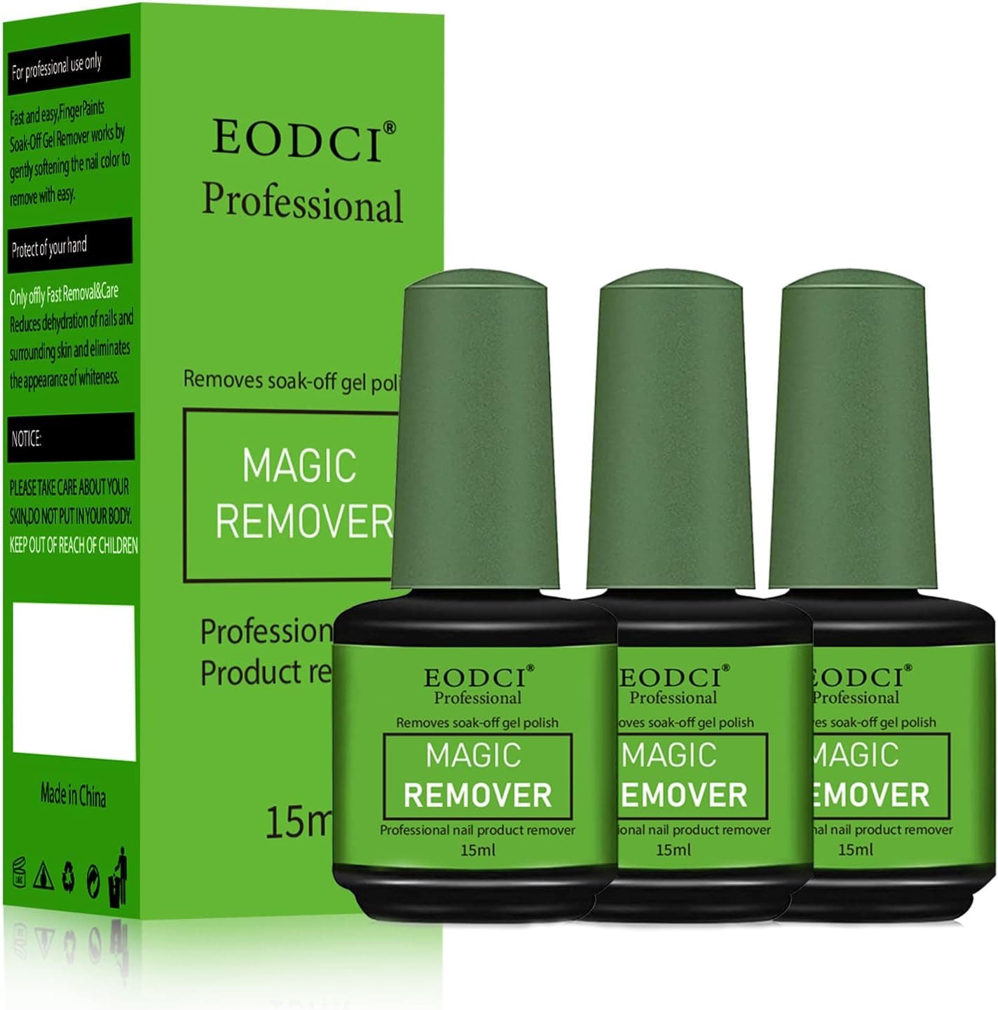 EODCI Lot de 3 dissolvants magiques pour ongles en gel, dissolvant pour ongles en gel, dissolvant rapide et facile à enlever le vernis à ongles, n'endommage pas l'ongle