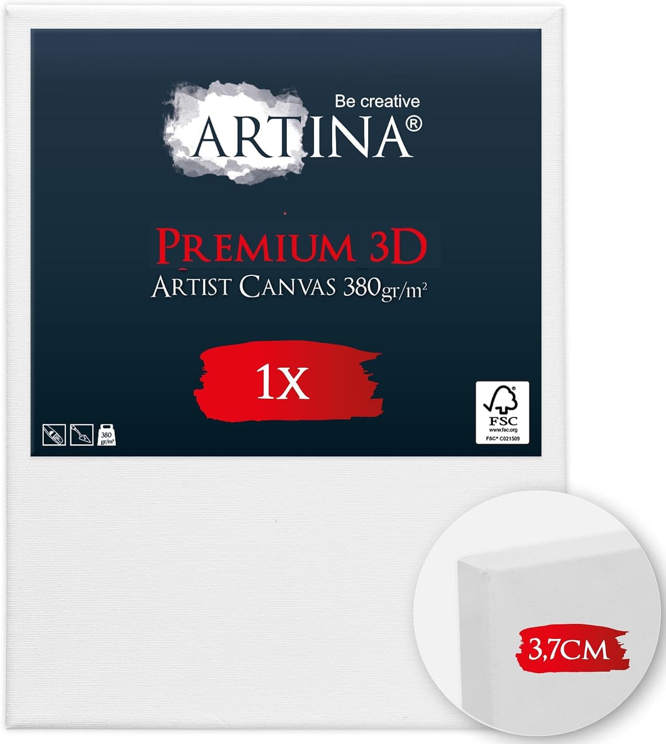 Artina Premium 3D Canvas toile à peindre FSC® châssis bois coton sans acide
