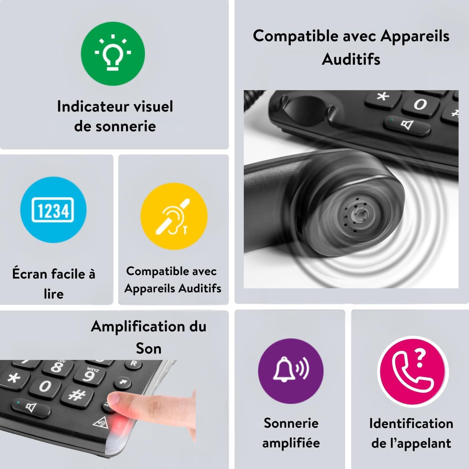 Doro Magna 4000 Téléphone Fixe Amplifié +60dB sur Le combiné