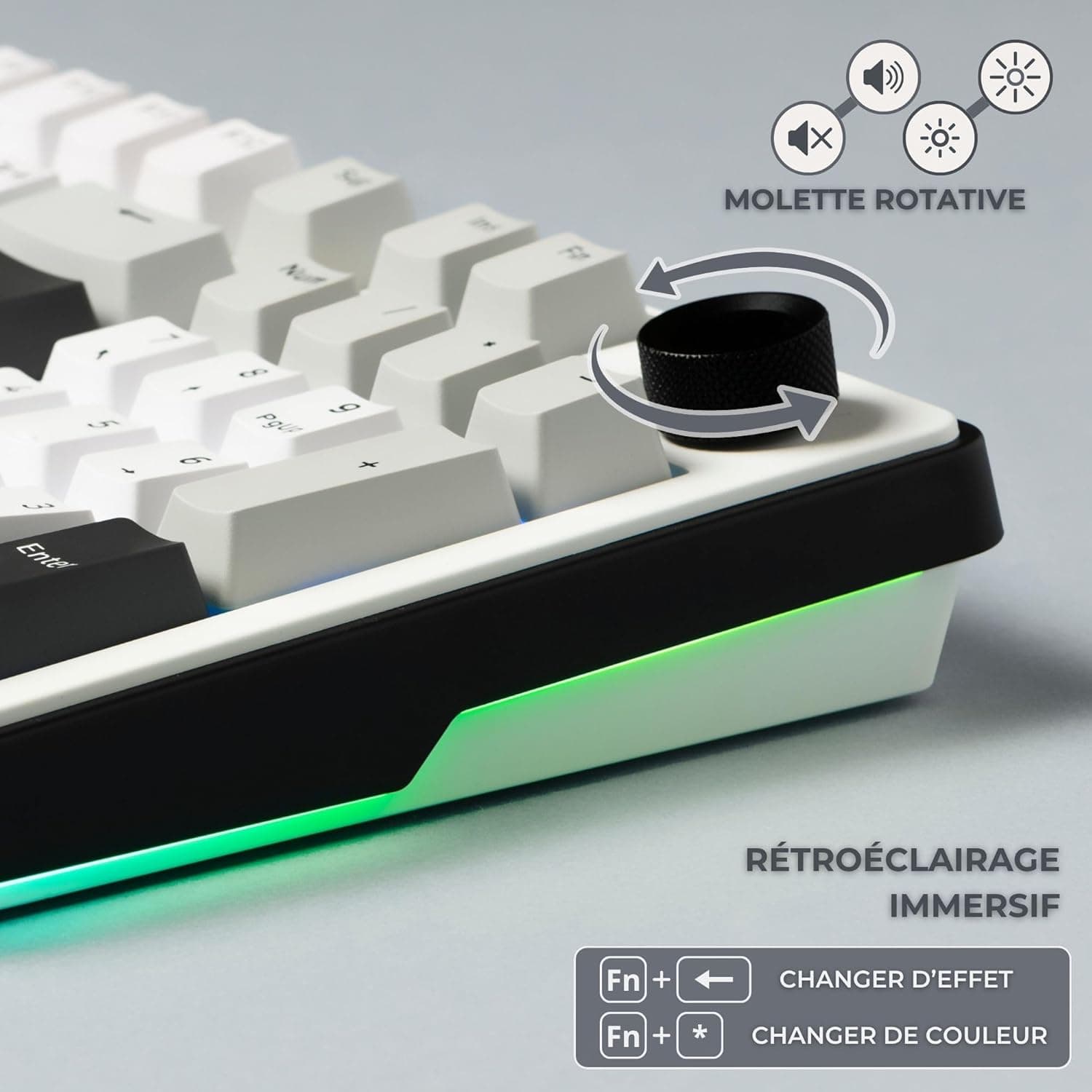 The G-Lab Keyz Elite 400 WG - Clavier Gamer sans Fil Mécanique AZERTY FR | Sans Fil Tri Mode 2.4GHz/Bluetooth/Filaire, Switch Mécanique Hot Swap Pré-lubrifiés, Gasket 5 Couches, RGB