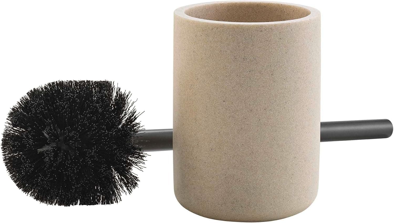 douceur d'intérieur, Brosse WC (Diamètre 10 x 40 cm) Granite Sable, Polyrésine Unie
