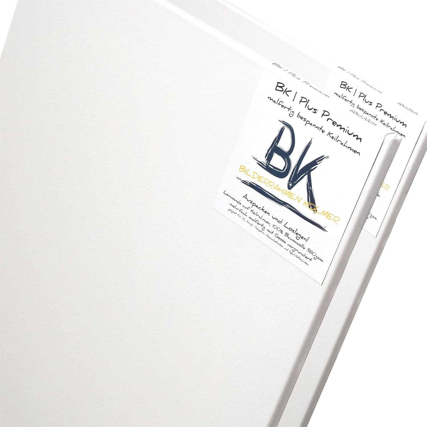 2 TOILES B.K. PLUS sur châssis | 100% coton, apprêt multiple | Support de peinture premium, châssis entoilé prêt à peindre