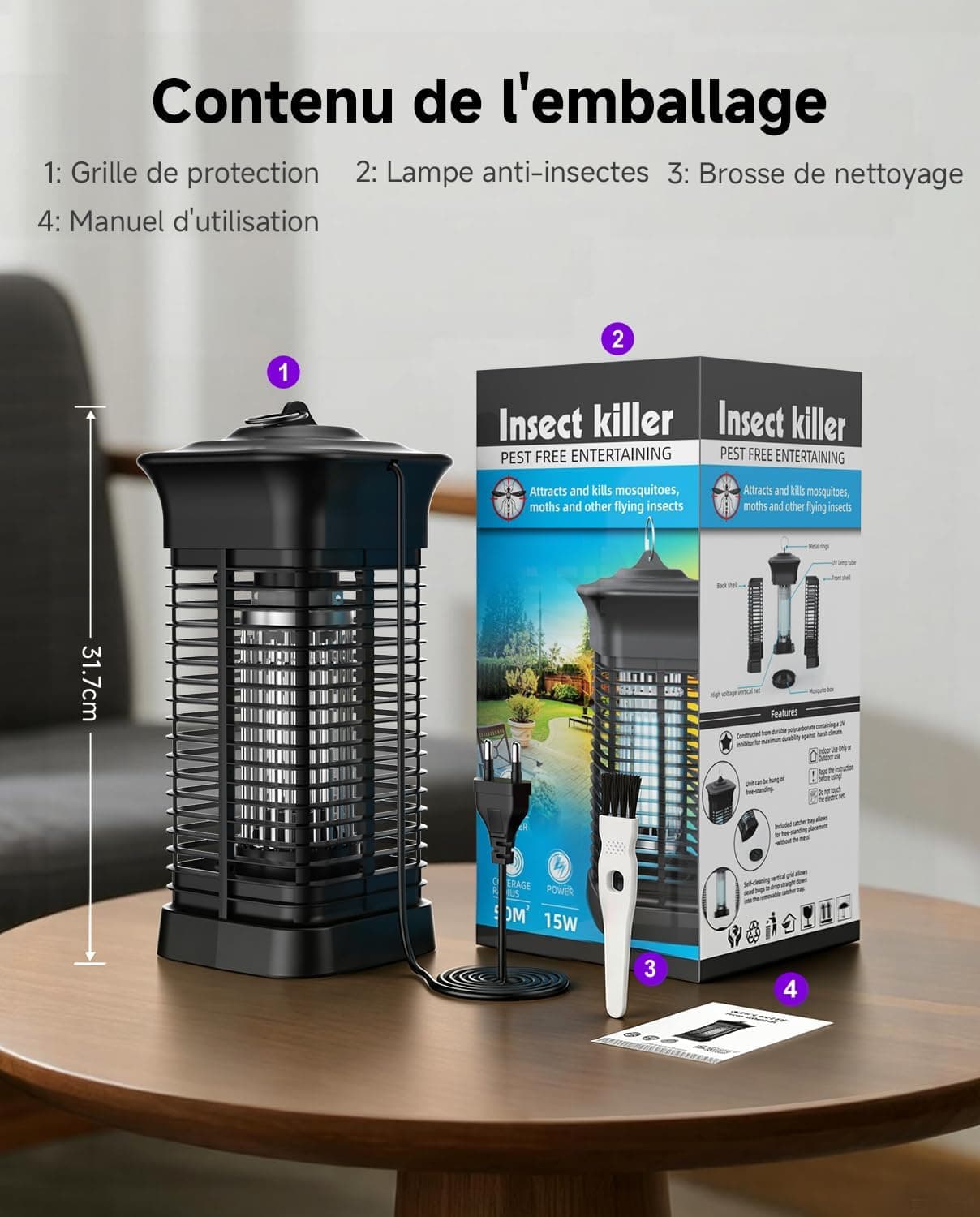Lampe Anti Moustique, Zanzariera Électrique pour Intérieur Extérieur
