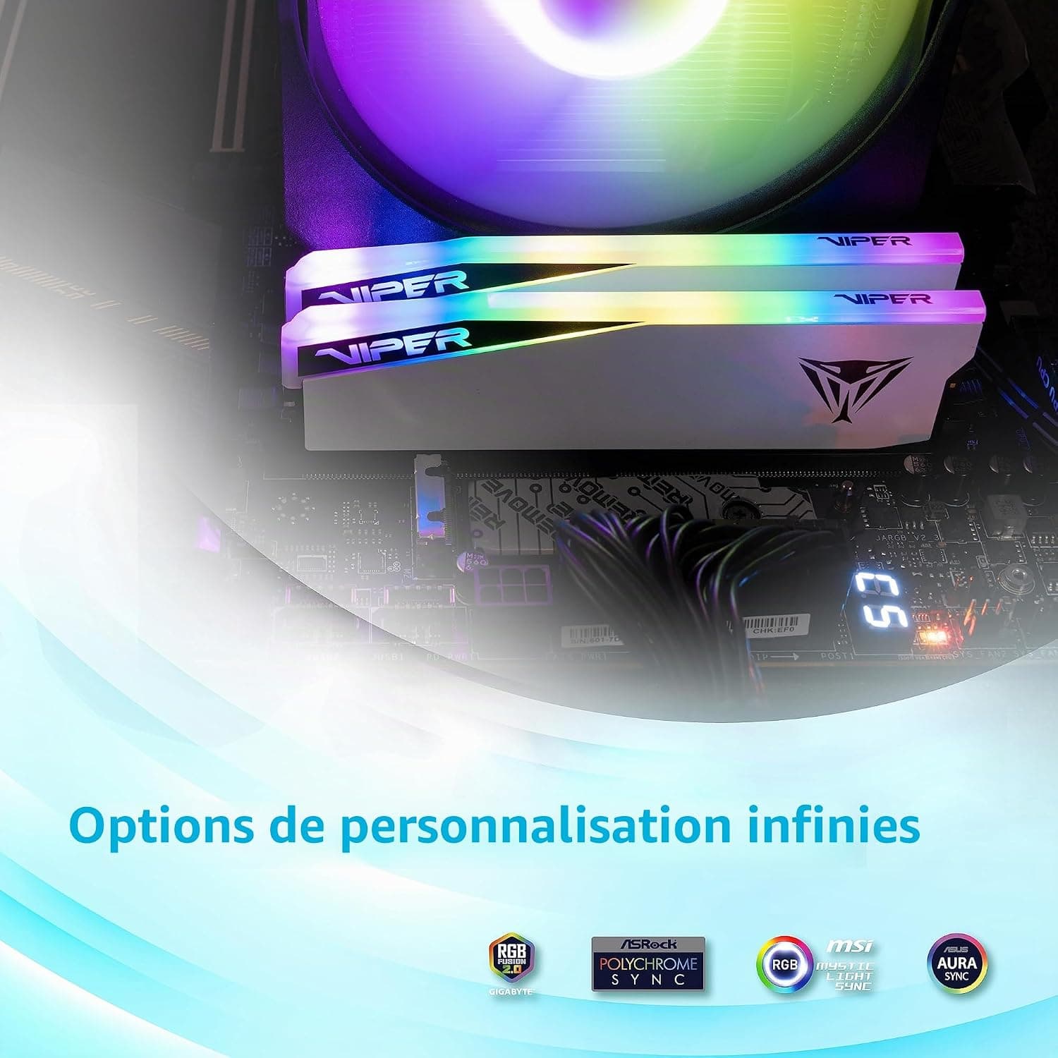 Patriot Viper Elite 5 RGB DDR5 32GB (2 x 16GB) 6000MT/s Kit - PVER532G60C30KW | Tension : 1,35 V. Prend en charge Intel XMP et AMD EXPO. Type de module : UDIMM.
