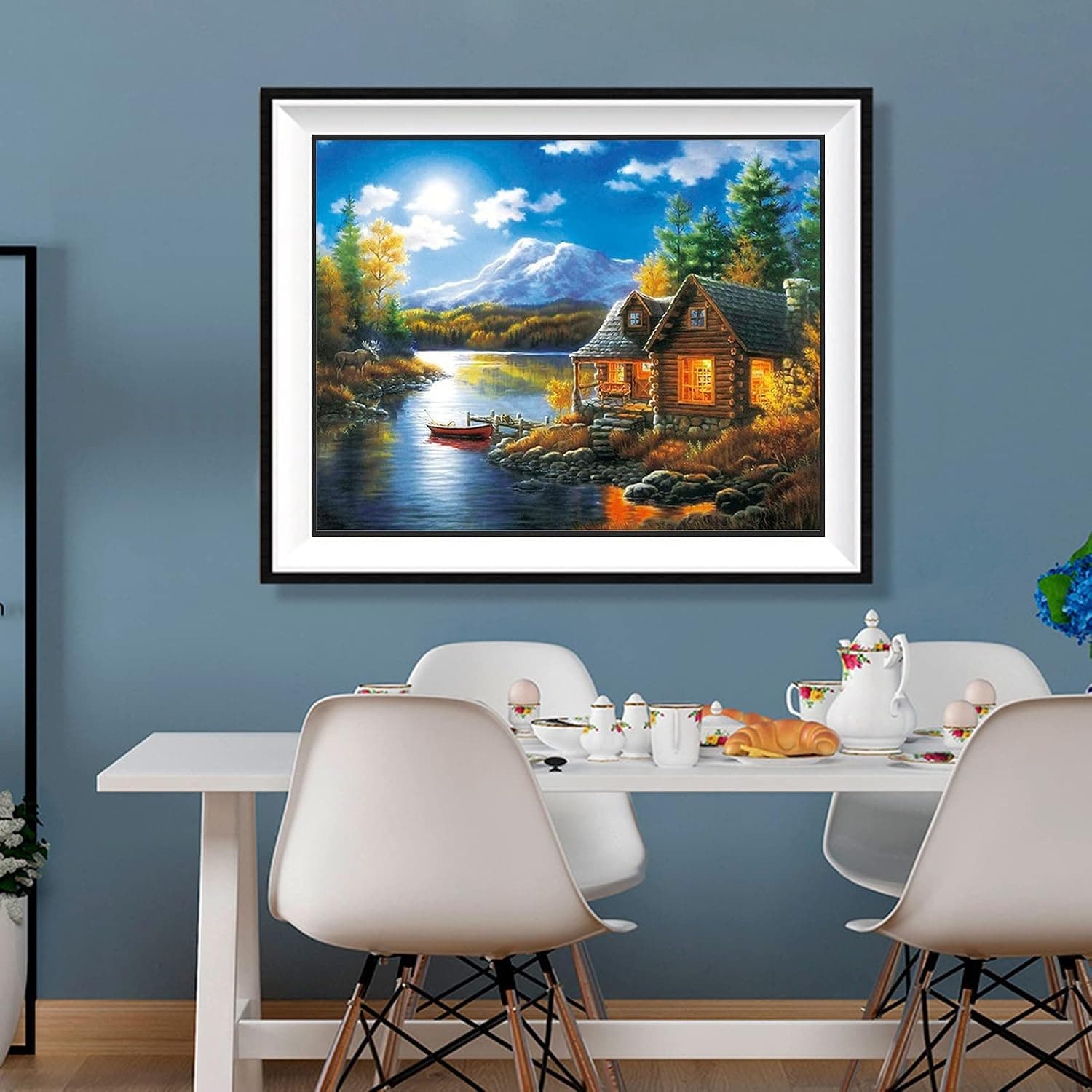 cukol cukol Canevas Broderie Point de Croix Kit Complet Adulte Debutant | Estampillé, Motif Moderne Paysage Rural Pré Imprimé 11ct, avec Fils, Loisirs Créatifs Activité Manuelle Facile, 36x46 cm