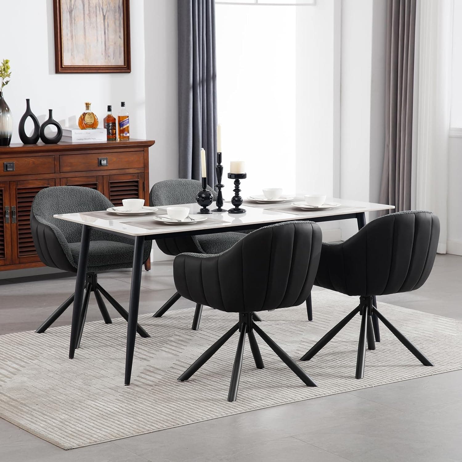 WOLTU Chaises Pivotantes,en Chenille,Gris Foncé