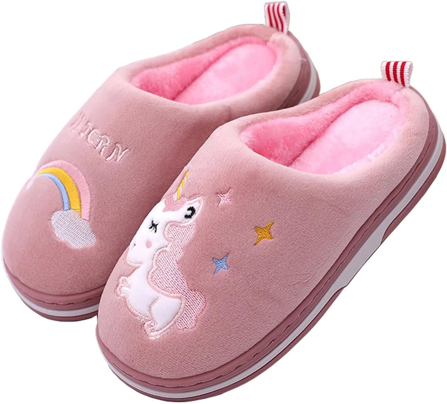 Chaussons Enfant Pantoufles Hiver Chaussures Chaudes pour La Maison en Fille Garçon Licorne Lapin