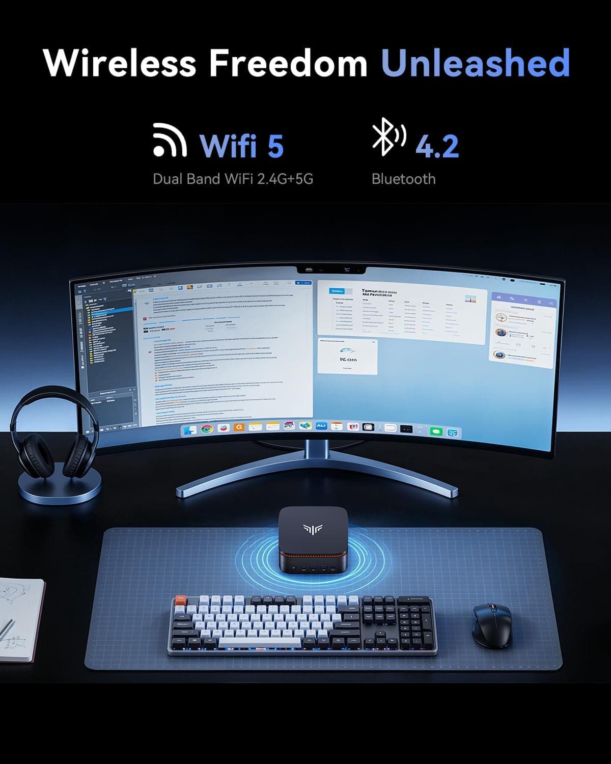 NiPoGi E1 Mini PC ΑΜD Ryzen 5 3500U(3,7GHz, 4C/8T), 16 Go DDR4, 256 Go SSD