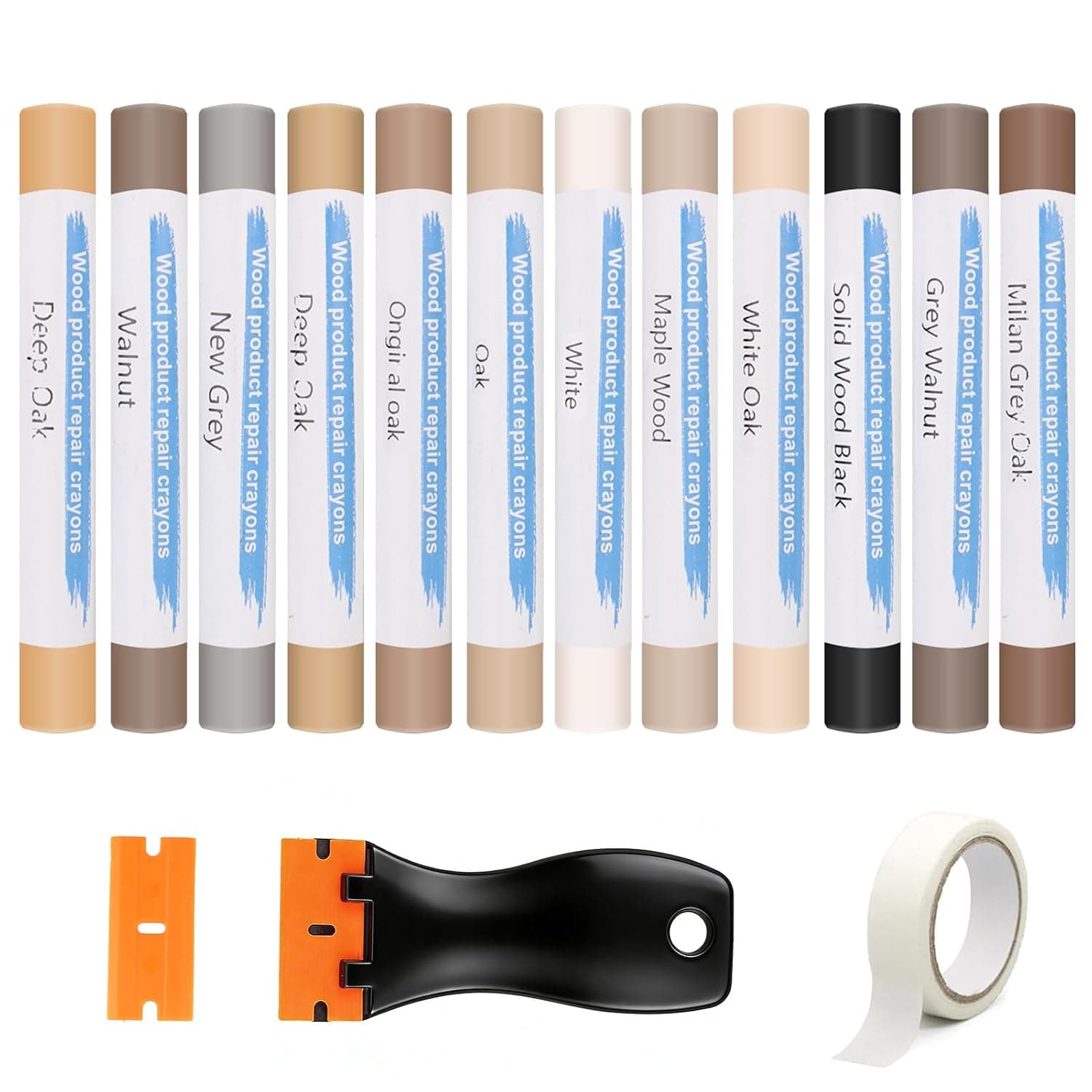 Kit de Réparation Parquet et Carrelage 12 Couleurs, Cire à Bois