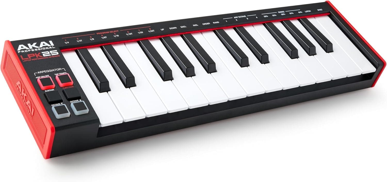 Akai Professional LPK25 Clavier MIDI USB 25 Touches | Touches Mini Sensibles à la Vélocité, Arpégiateur, Compatibilité DAW Universelle, pour Producteurs de Musique