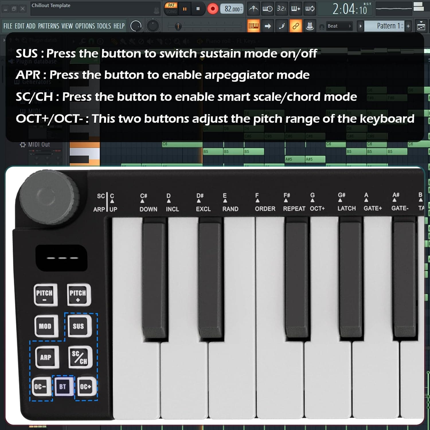 M-VAVE Mini clavier 25 touches - Beat maker professionnel et Keytar pour la production musicale au clavier Batterie intégrée Wireless Connect, Mini no PADS, Noir