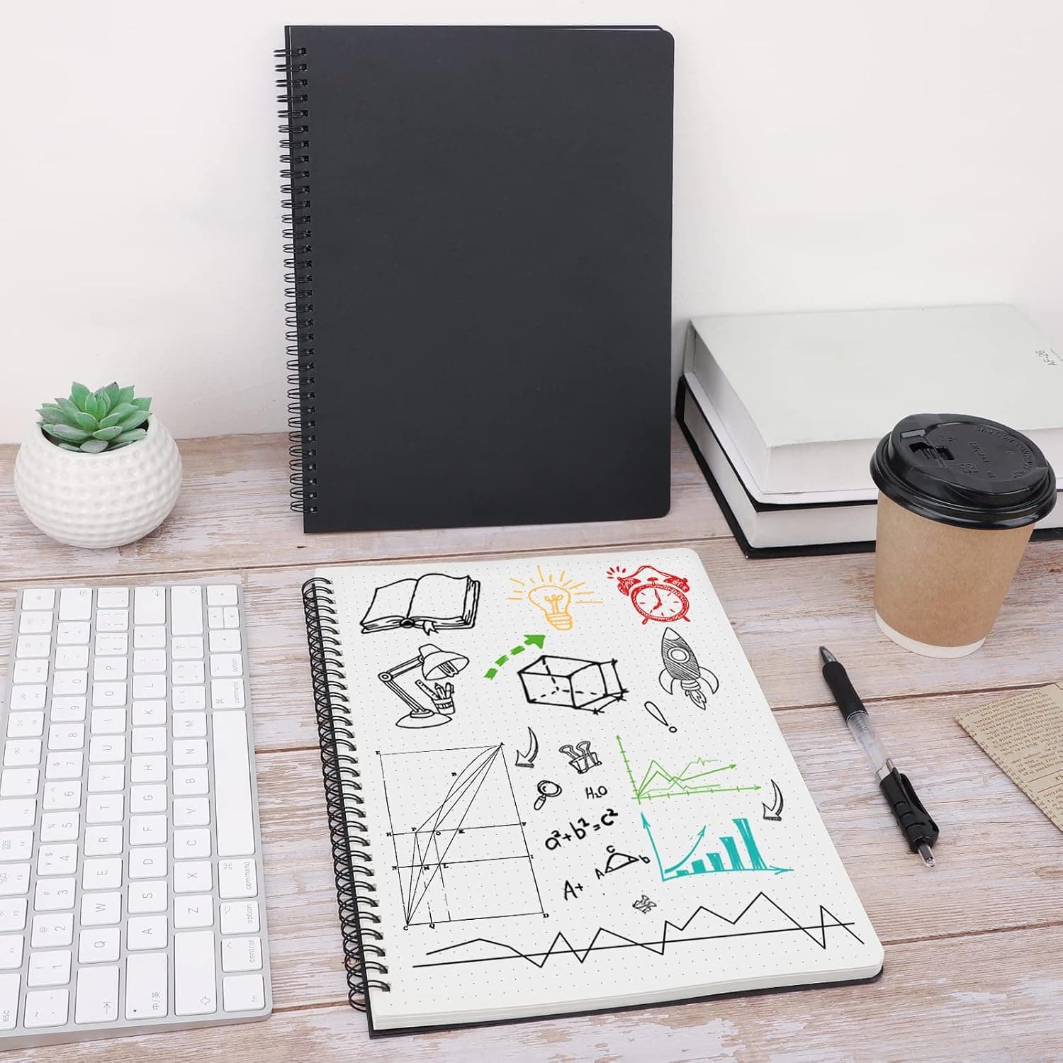Cahiers Pointillés A5-2 Pack Carnets à Spirales A5 Pointillé 5mm - 100g/m2 Papier Notebook Spirale - Hardcover Notebooks a5-60 Feuiles Bloc Note a5 - Notebook A5 Dotted