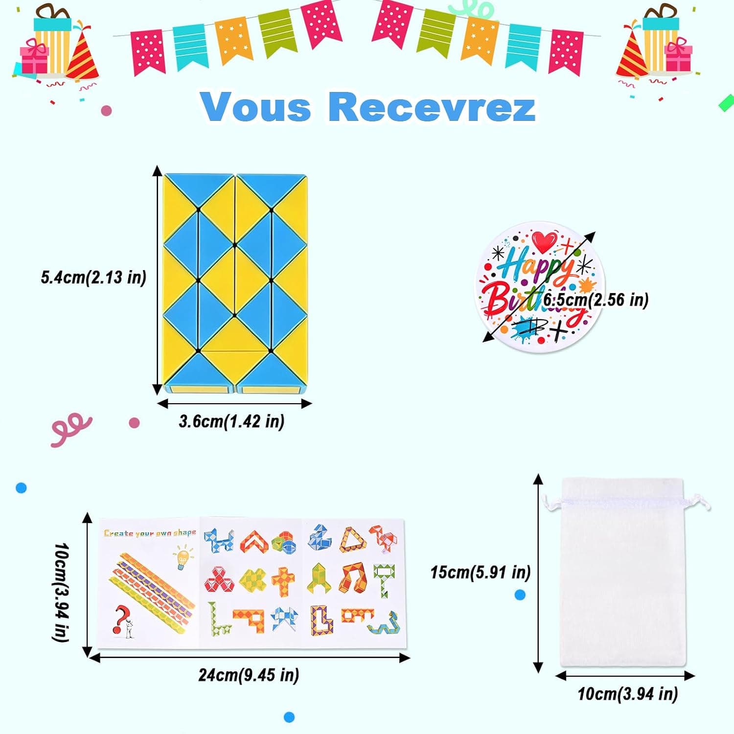 GOLDGE Kit Cadeaux Anniversaire Enfants 30 Pièces, Mini Serpents Magiques