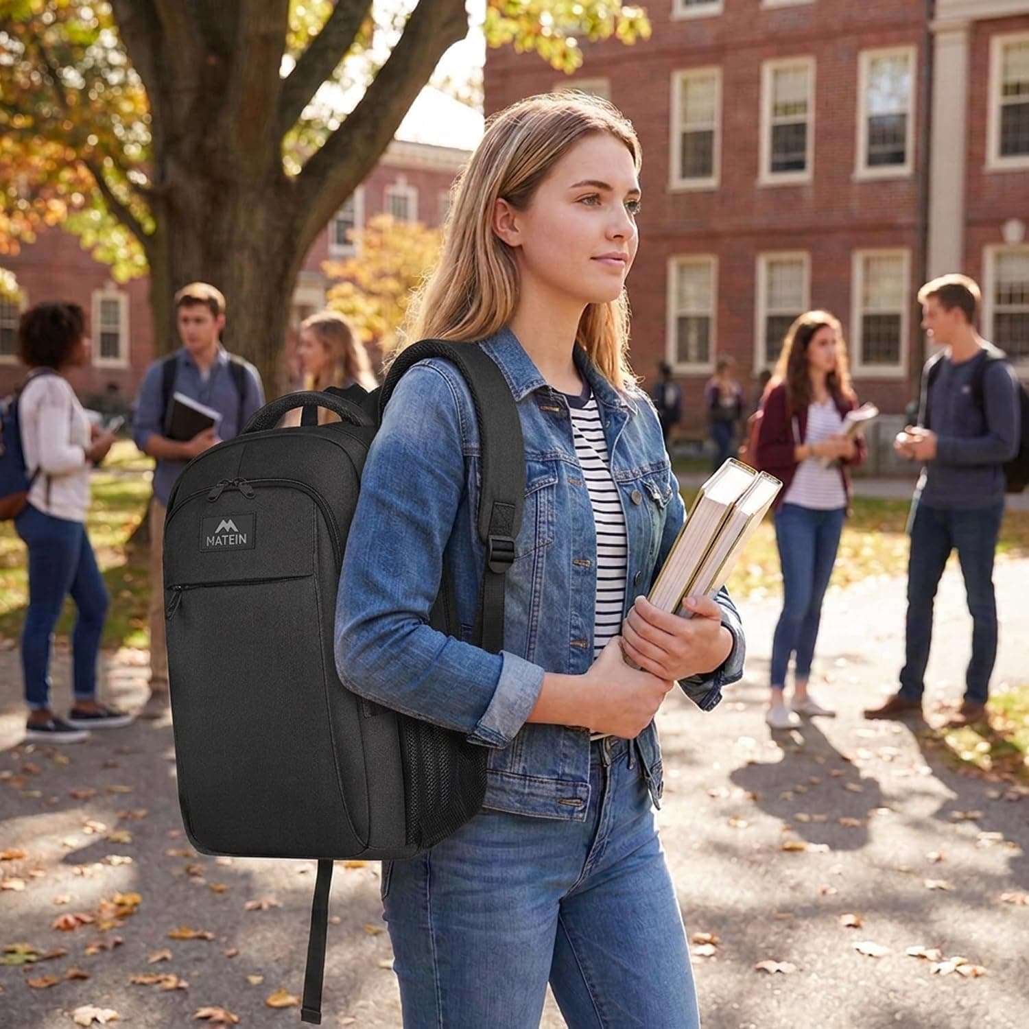 MATEIN Sac à Dos Ordinateur Portable 15.6 Pouces, Sac à Dos PC Portable | Fonctionnel Imperméable Antivol Sac a Dos Travail pour Collège, Affaire, Scolaire, Cadeau