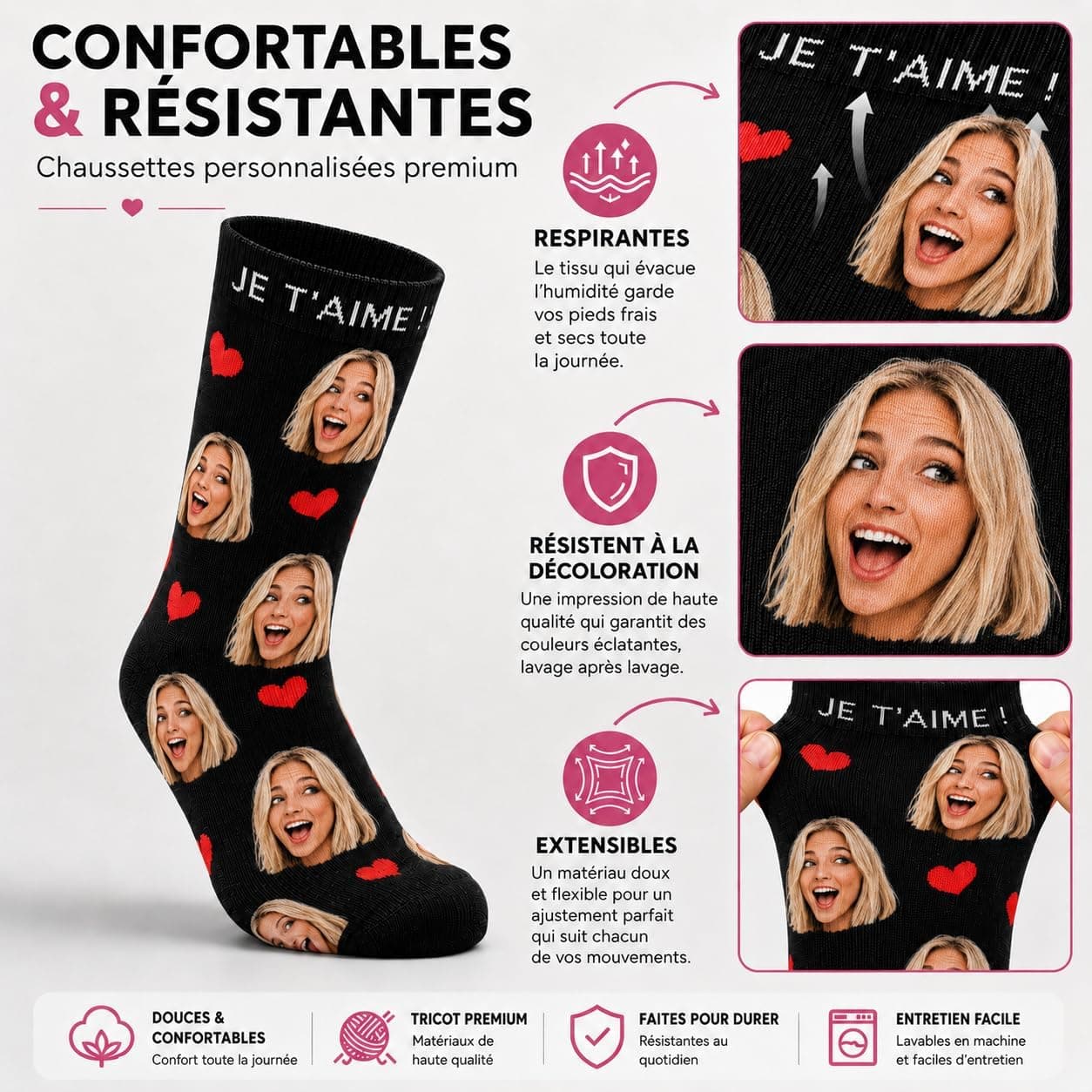 DPDP Chaussette personnalisé photo-Cadeaux personnalisés pour hommes femmes