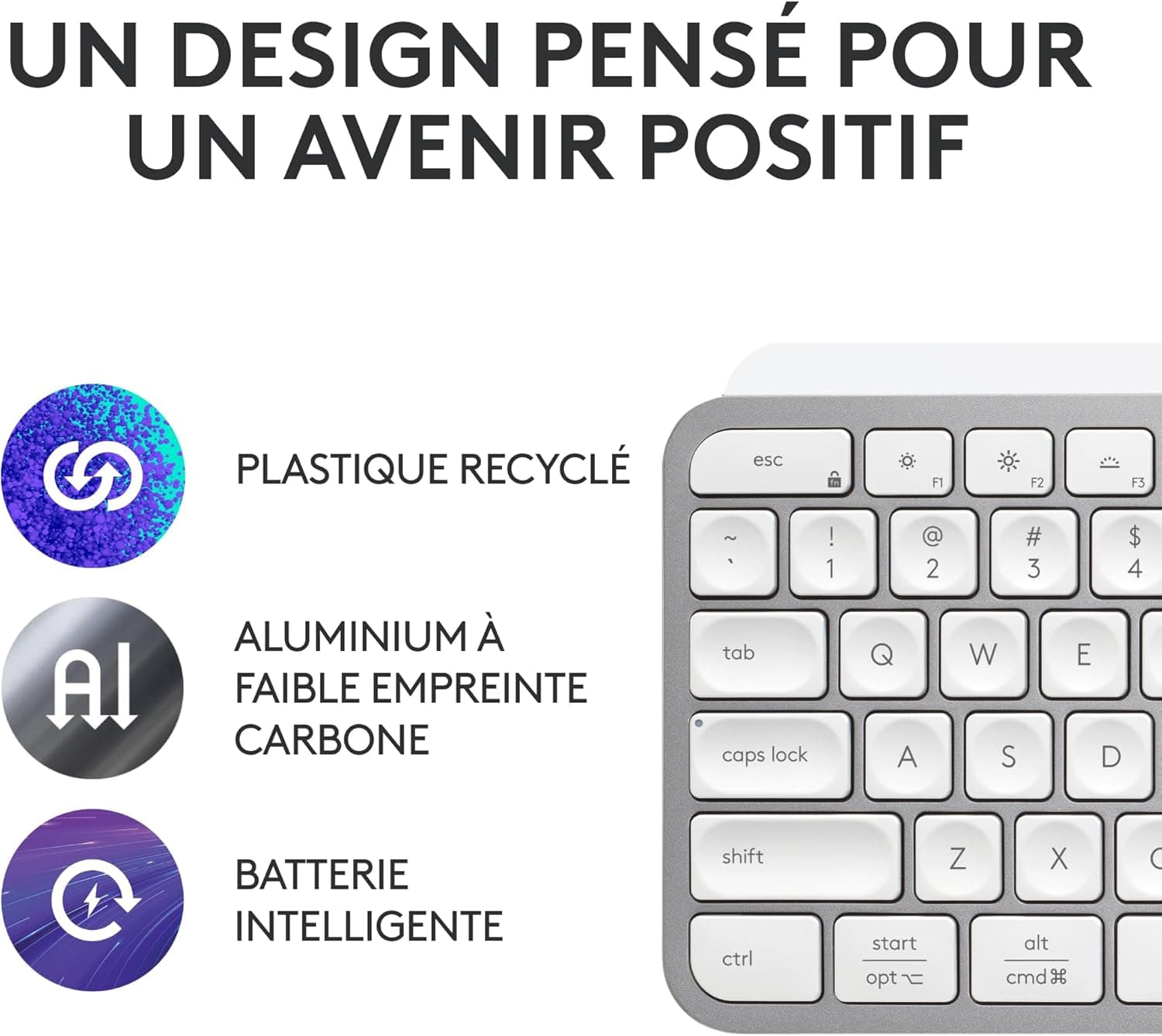 Logitech MX Keys S Clavier sans Fil Rechargeable USB C (Pale Grey) | Clavier Silencieux, Rétroéclairé, Touches Ergonomiques, Programmables, Bluetooth, Windows PC, Linux, Chrome, Mac, AZERTY