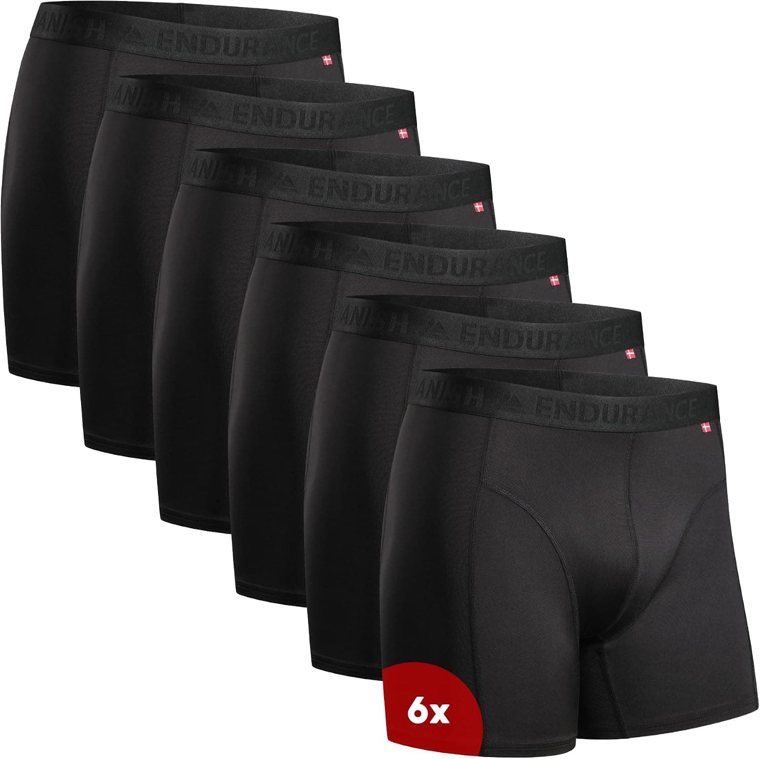 DANISH ENDURANCE Boxers de Running, Jambes Longues ou Normales, Lot de 6