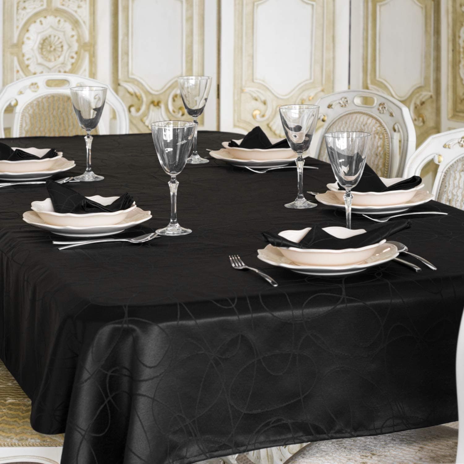 BGEUROPE Nappe - Antitache - Noir - Réf. Lines - 150cm x 350cm