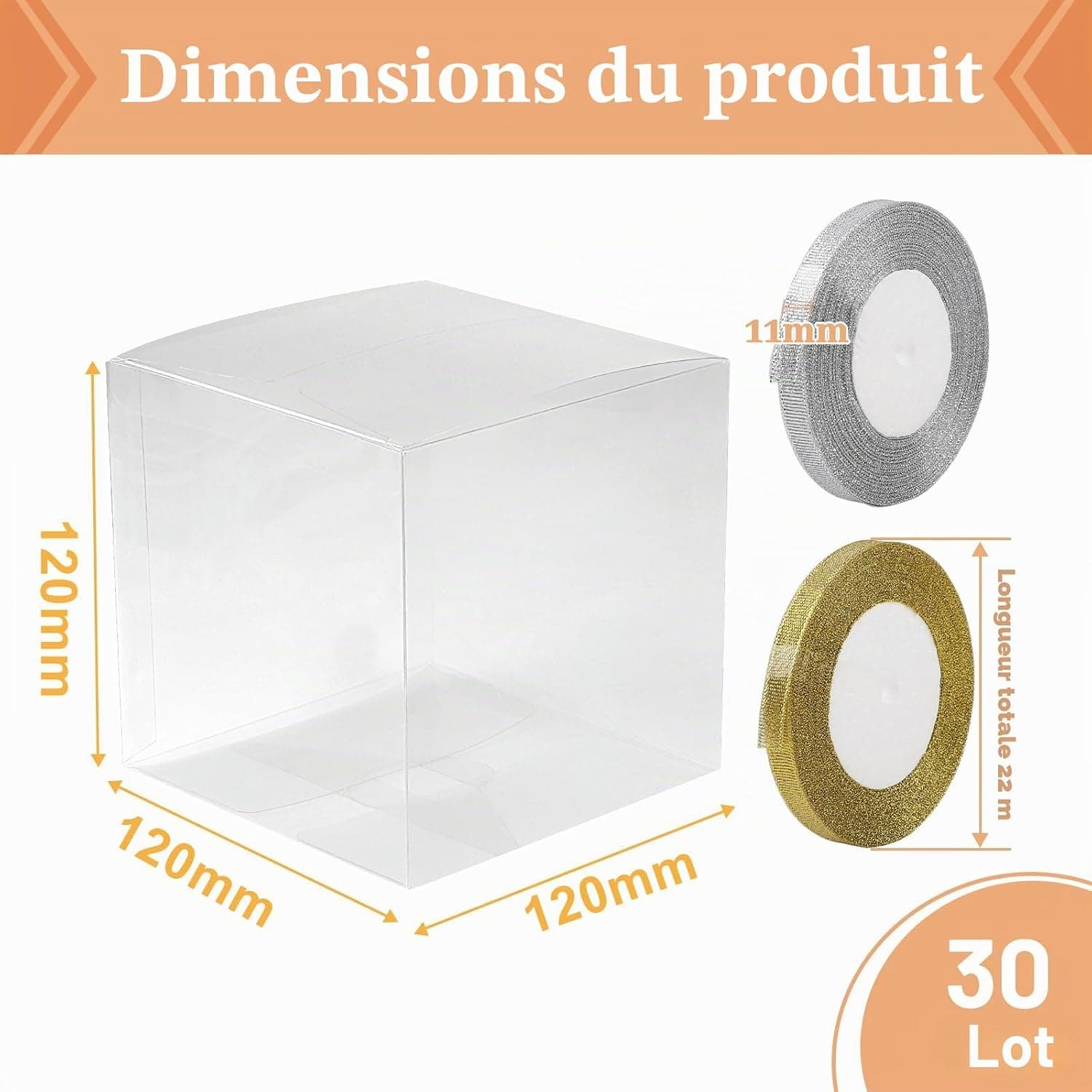 LALAGO 30 Pcs Boite Plastique Transparente pour Noël 12x12x12 cm