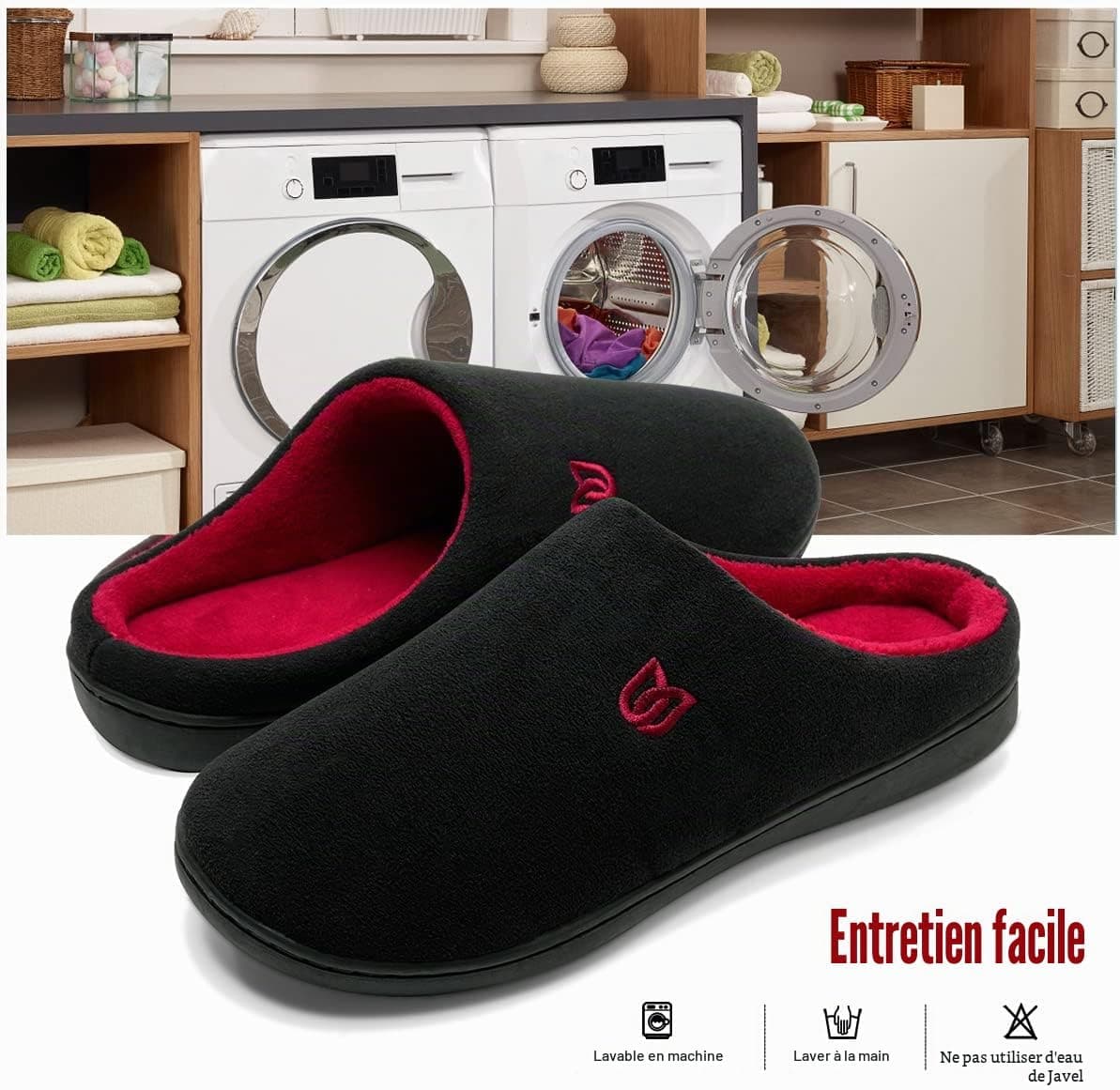 WateLves Chaussons Homme Pantoufle Femmes Hiver Court Peluche mémoire Mousse Chaud Coton Mixte Adulte