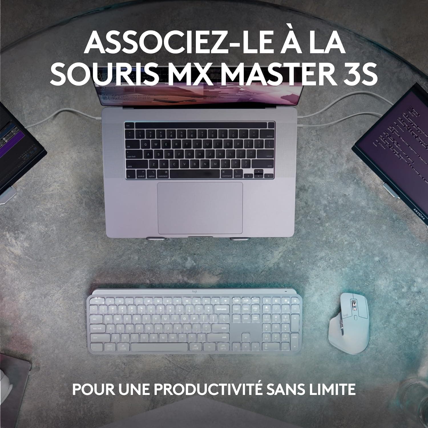 Logitech MX Keys S Clavier sans Fil Rechargeable USB C (Gris) | Clavier Silencieux, Plat, Rétroéclairé, Touches Ergonomiques, Bluetooth, Windows PC, Linux, Chrome, Mac, AZERTY Français