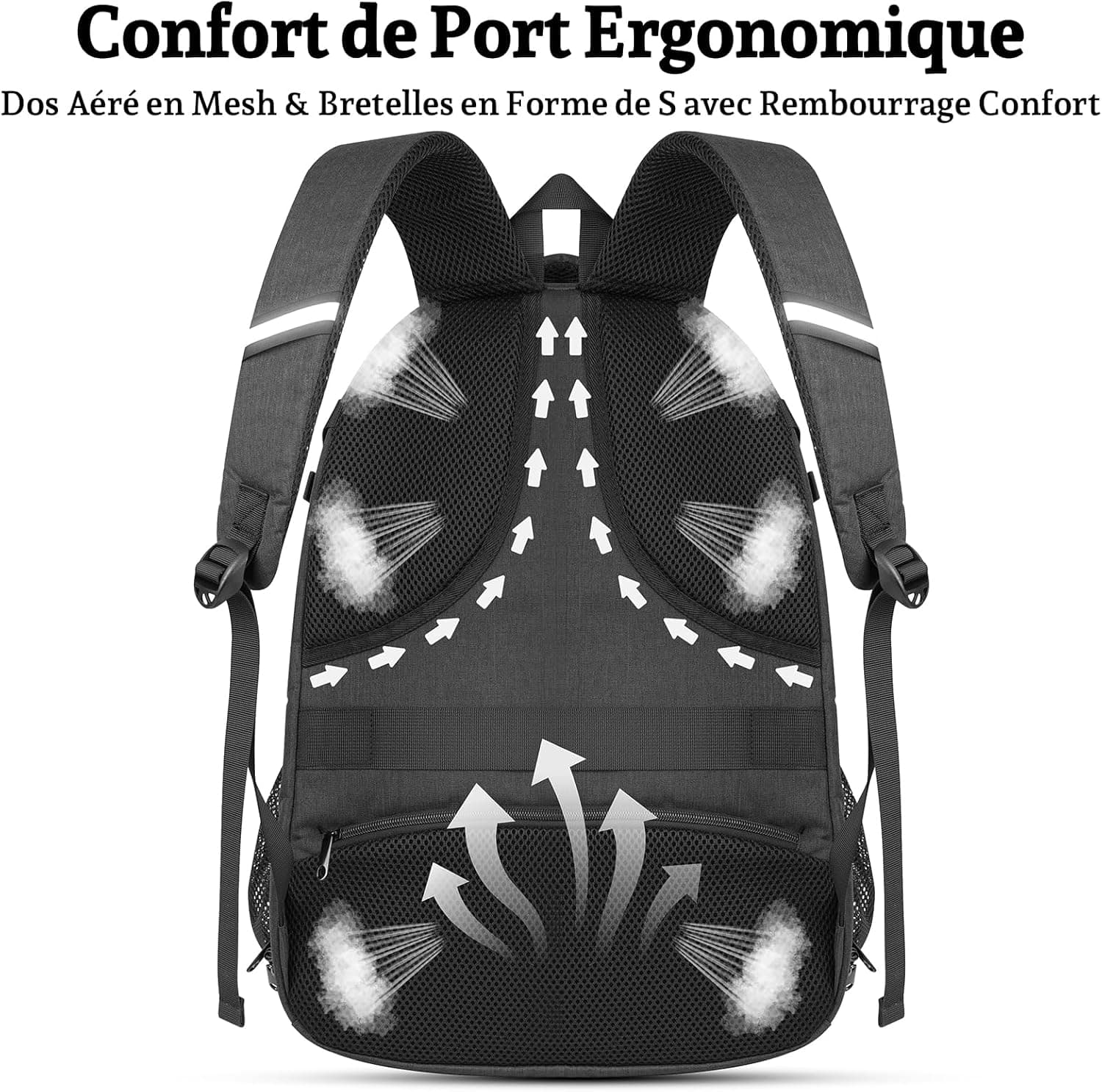 Sac à Dos Ordinateur 17,3 Pouces Homme, Sac PC Grande Capacité 35L Imperméable avec Port USB, Sac à Dos Antivol pour Travail, Université et Voyage Cabine