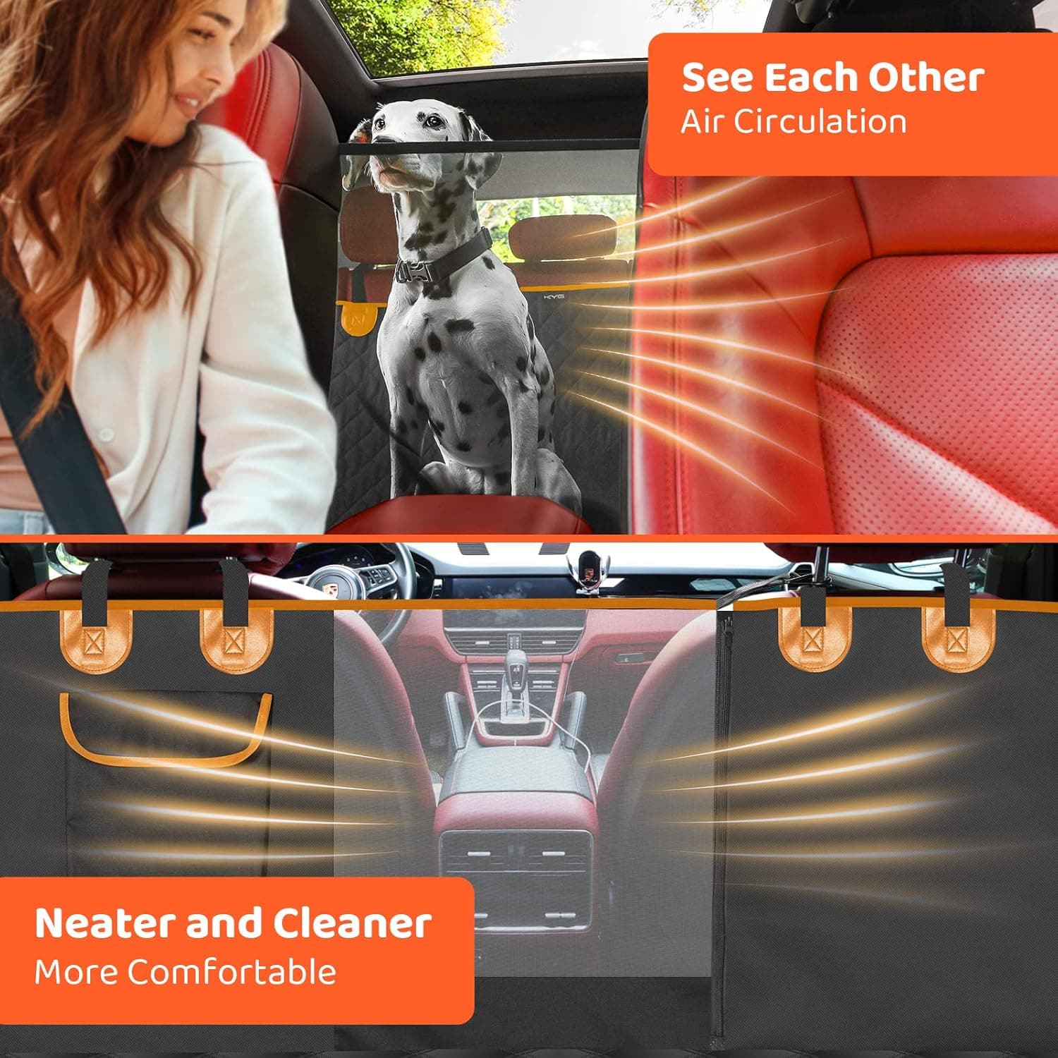 KYG Housse de Siège d'auto pour Chien Banquette Arrière Antidérapant et Imperméable Mise à Niveau Matérielle avec Fenêtre de Visualisation Protection Coffre Universelle Voiture 135X148 cm Noir