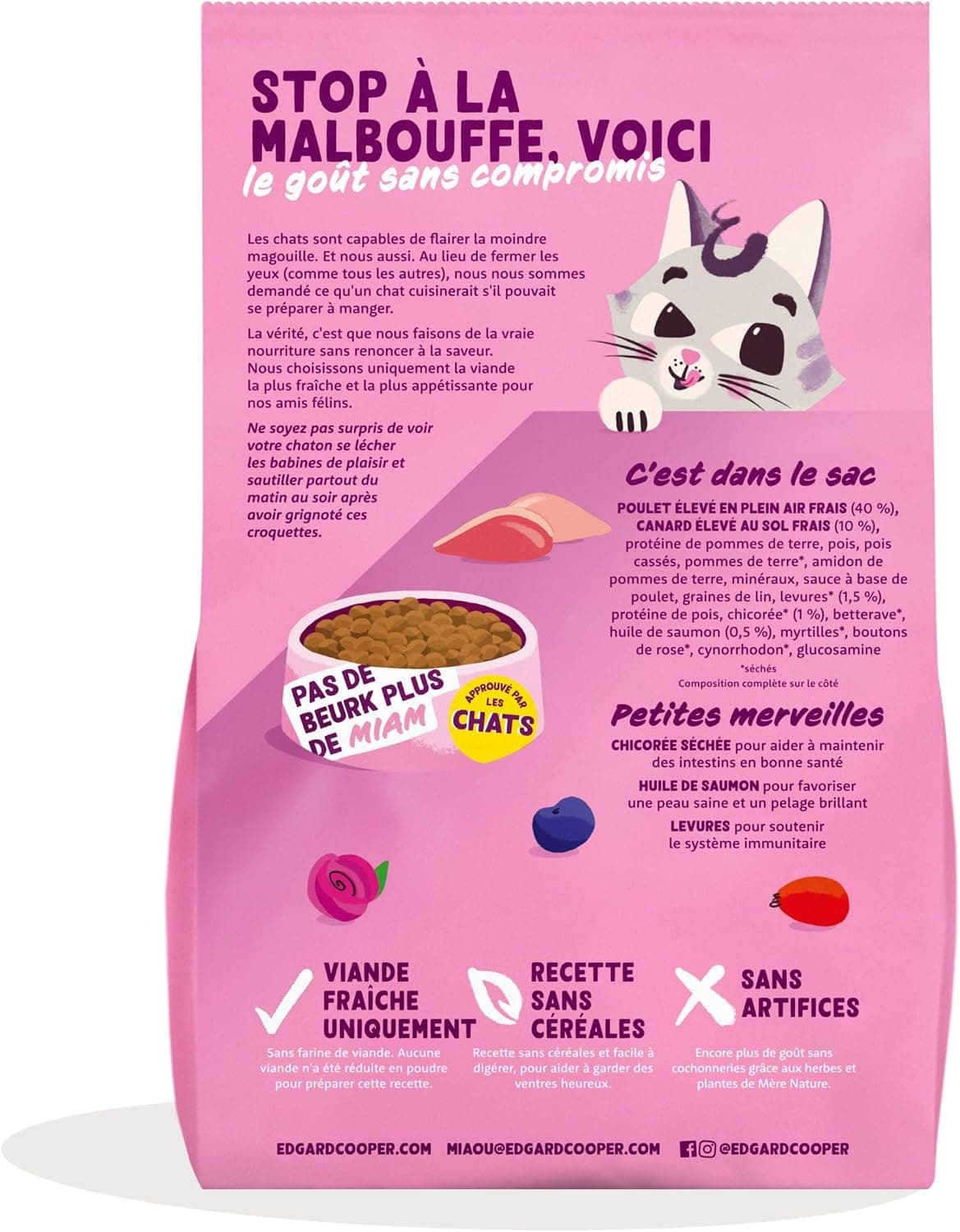 Edgard Cooper Croquettes pour Chaton Stérilisé, Chaton, Canard & poulet 2kg, Sans céréales, Viande fraîche, Nourriture naturelle, Croquette Riche en protéines, Sans sucres ajoutés