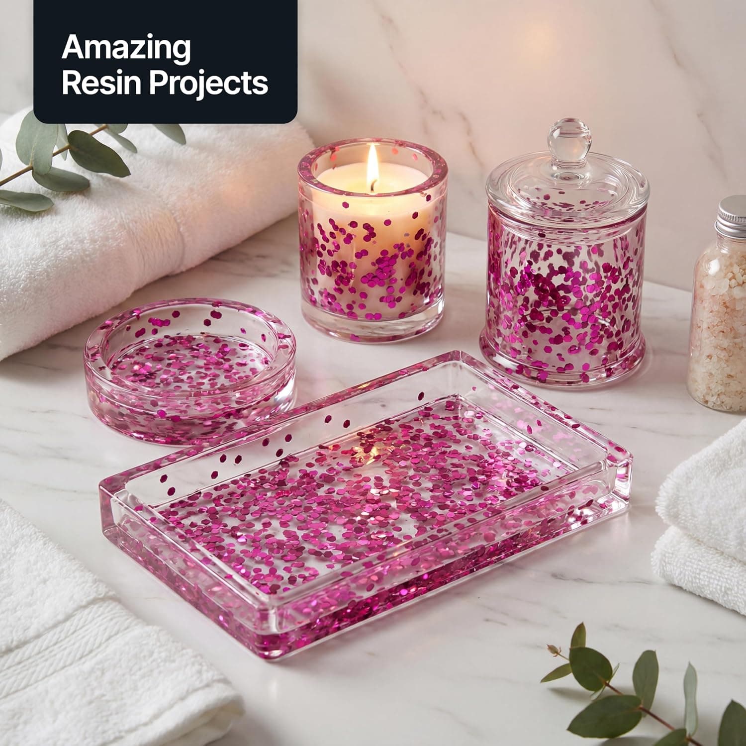 Paillettes pour artisanat gobelets en résine rose fuchsia cartes bijoux de Noël bougies super épaisses 100 g/3,5 oz