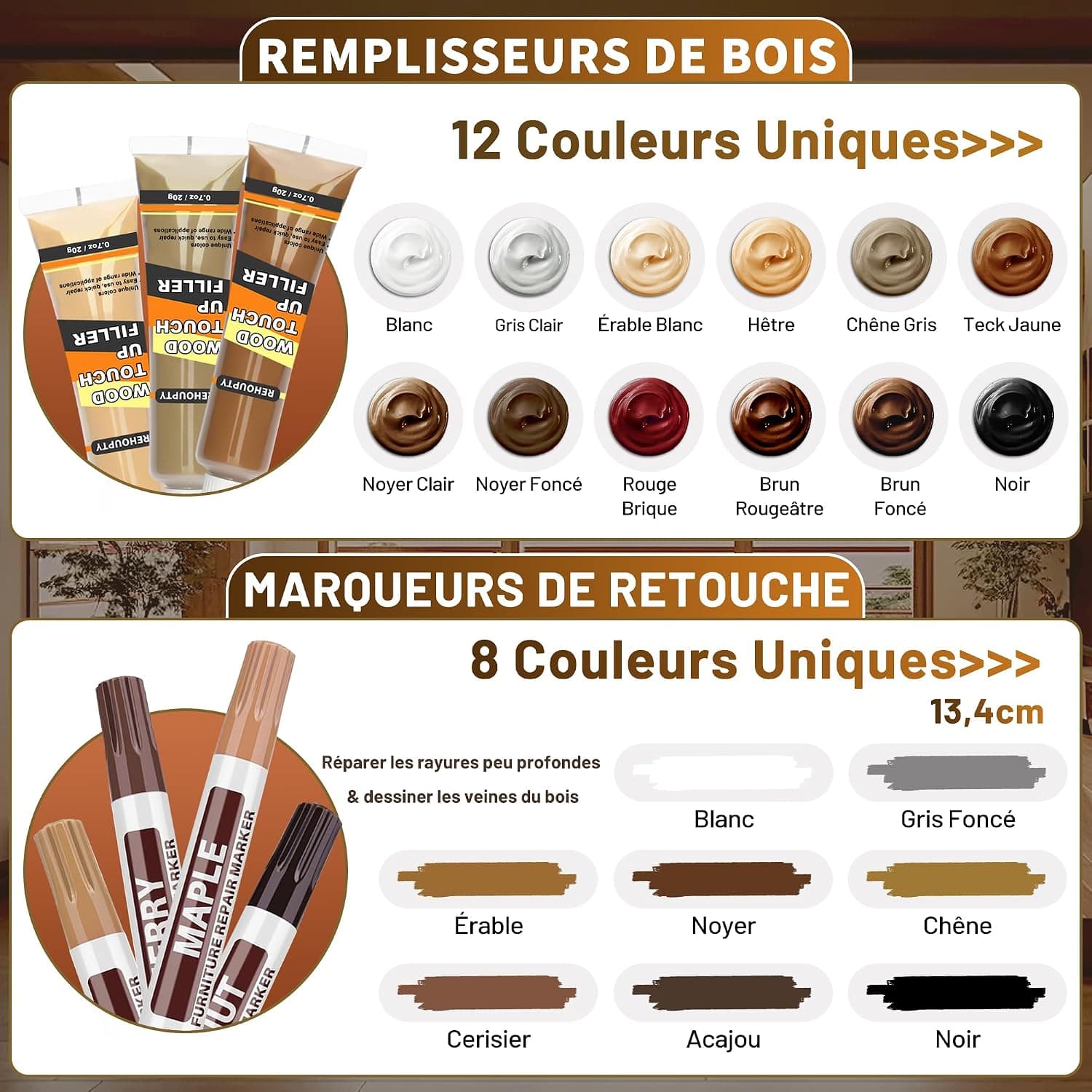 Kit Retouche Multicolore Pour Parquet Stratifié Et Meubles En Bois