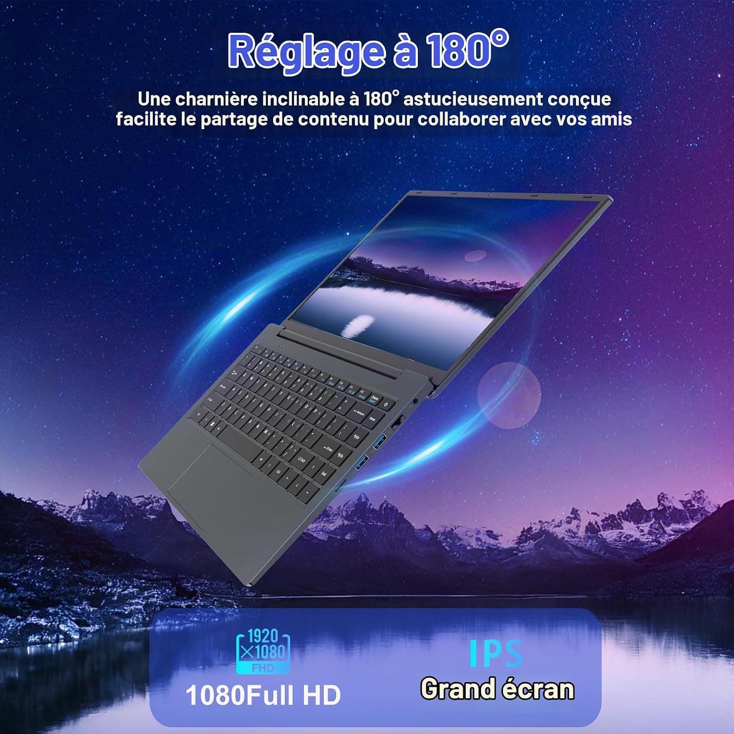 PC Portable 14 pouces FHD, Processeur Core i7, 8 Go RAM, 256 Go SSD