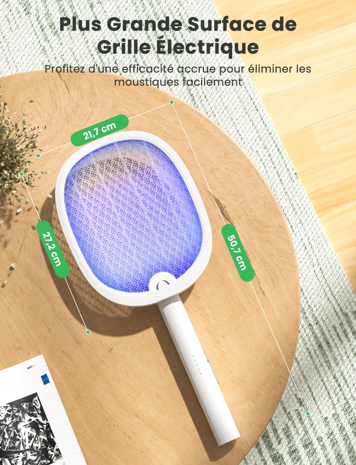 YISSVIC Raquette Electrique Insectes Pliable 4000V 1800mAh Rechargeable