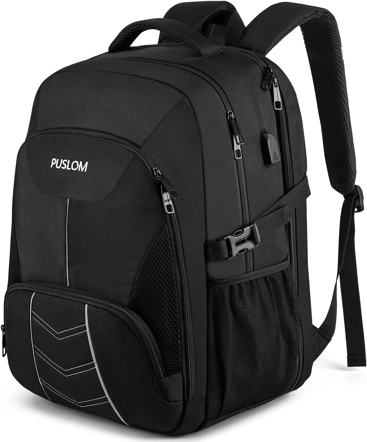 Sac à Dos Homme Grand 55L 18.4 Pouces Antivol Imperméable avec Chargement USB pour Ordinateur Portable Voyage Affaires Loisir Scolaire Collège - Noir