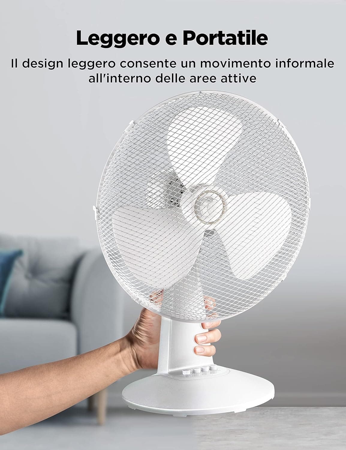 Midea FT40-21M Ventilateur de table 40 W Diamètre 40 cm Ventilateur silencieux Ventilateur à 3 pales, 3 niveaux de vitesse, oscillation 80° Blanc