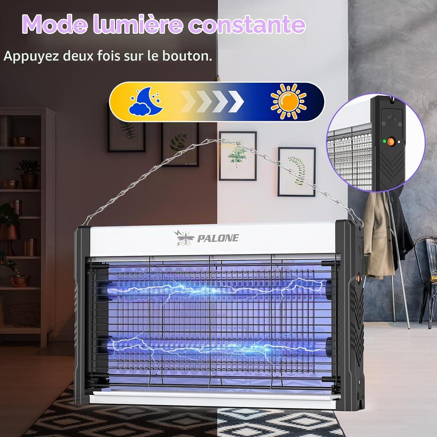 PALONE Lampe Anti Moustique Solaire 4000V 3600mAh USB