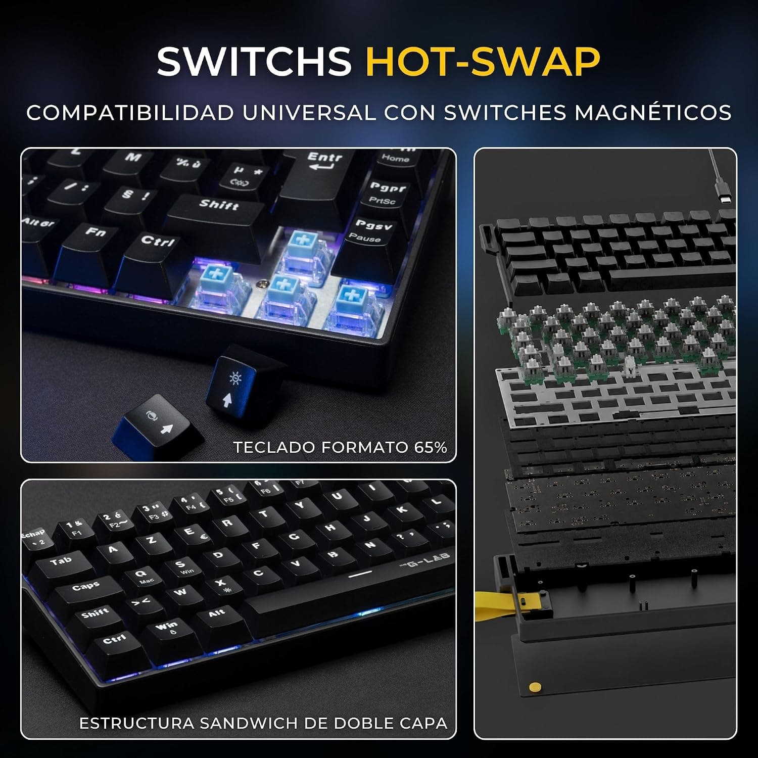 The G-Lab Keyz Titanium HE Clavier Gaming Effet Hall Magnétique QWERTY ES