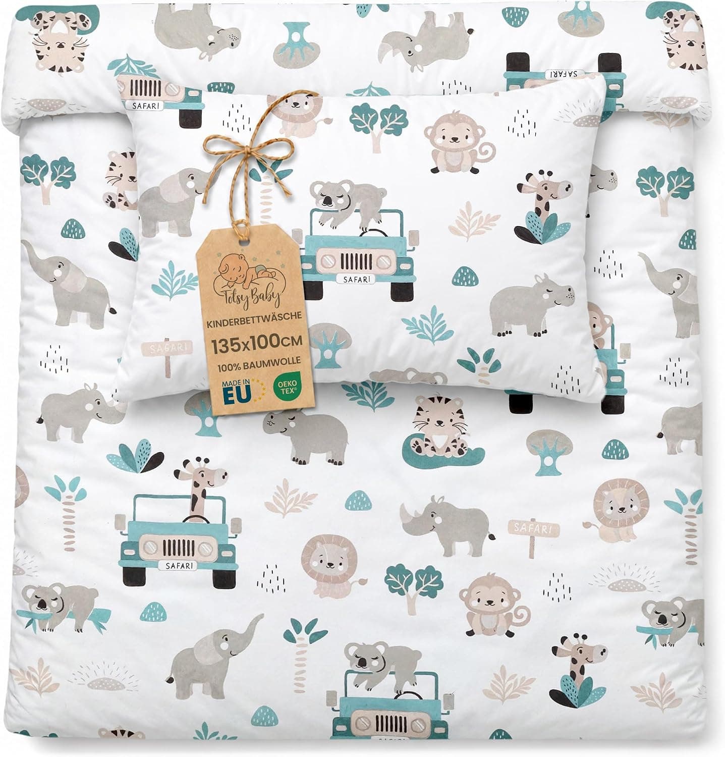 Totsy Baby Parure de Lit Bébé 100x135 cm Coton Housse de Couette Taie 40x60