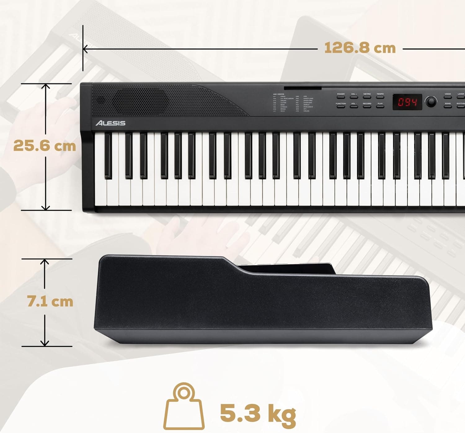 Alesis Recital Play Clavier Piano 88 Touches | Portable, 480 Sons, Modes Split/Layer, Cours Inclus, pour Débutants