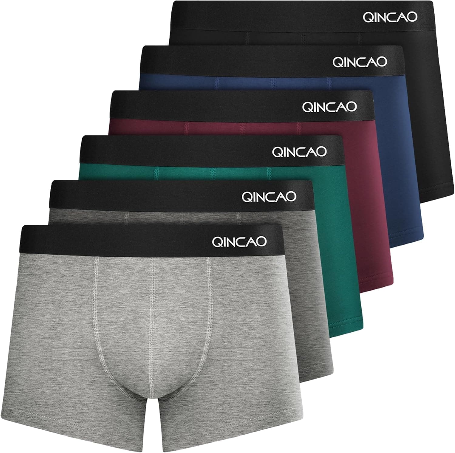 QINCAO Boxer Homme Coton Peigné Lot de 6 Ultra Doux Confort Coupe Ajustée