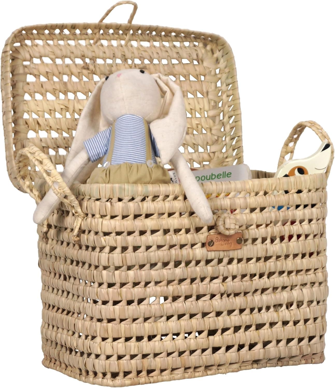 Petit Coffre de Rangement en Osier Tressé, Malle à Jouets, Fait Main (30 cm)