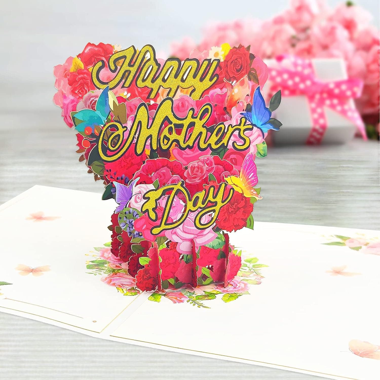 Shinybox Carte de Fête des Mères, 3D Pop Up Carte de Voeux pour ma maman D'amour, Carte de Voeux 3D Fête des Mères, Meilleur Cadeau pour l'Anniversaire de Maman et la Fête des Mères