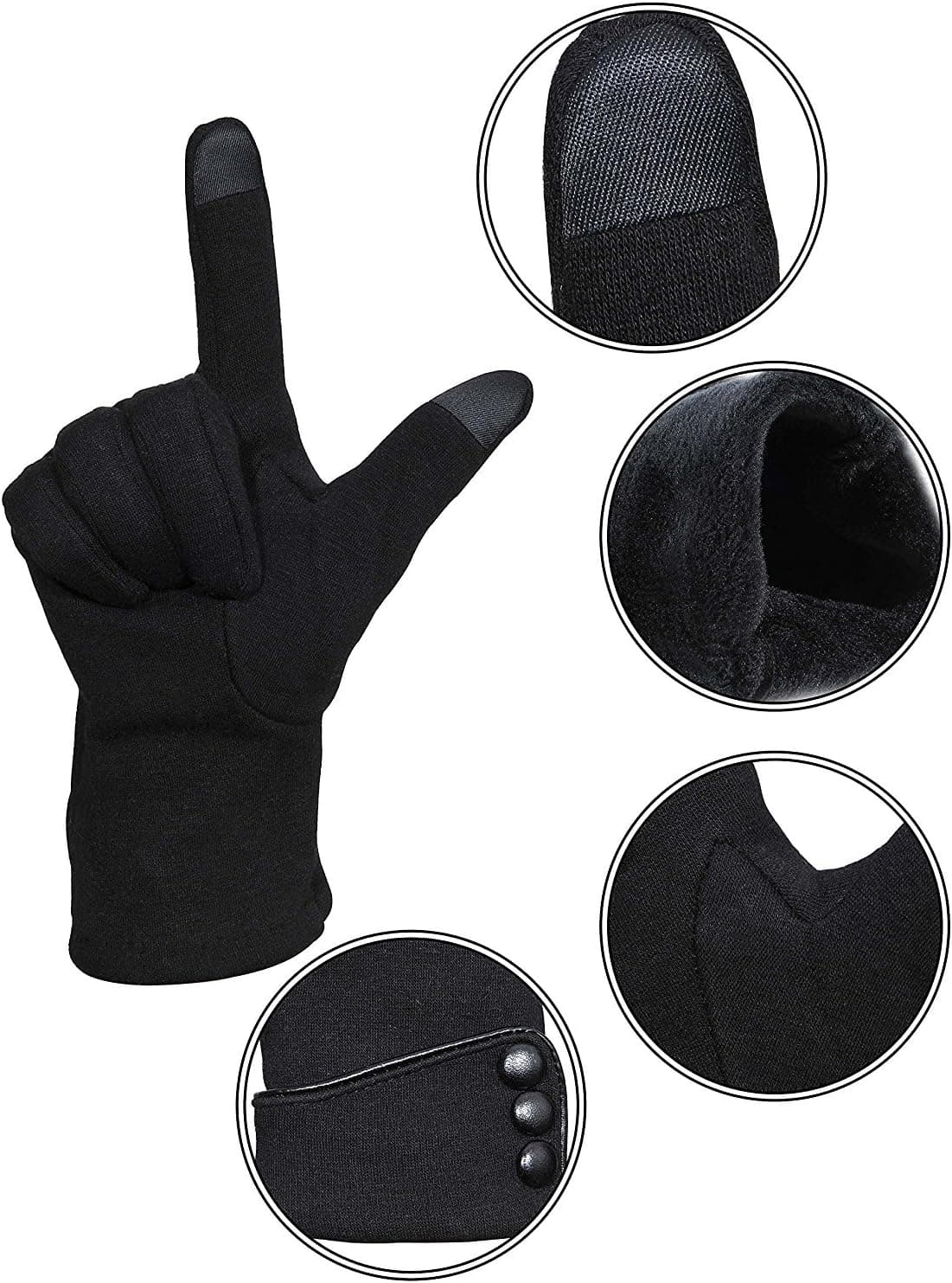 Gants d'hiver chauds pour femme avec doublure épaisse et coupe-vent pour écran tactile
