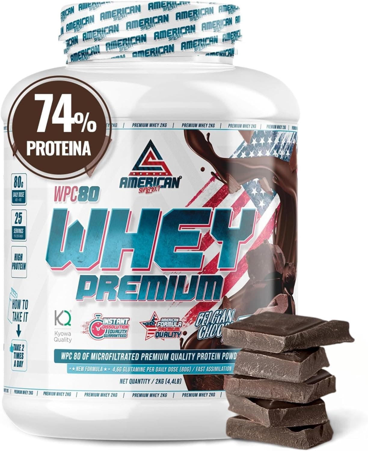 Whey Protein | Protéine de Lactosérum Premium | Favorise la Prise de Masse Musculaire | Haute Concentration en Protéines | Kyowa Quality® (2 kg, Chocolat)
