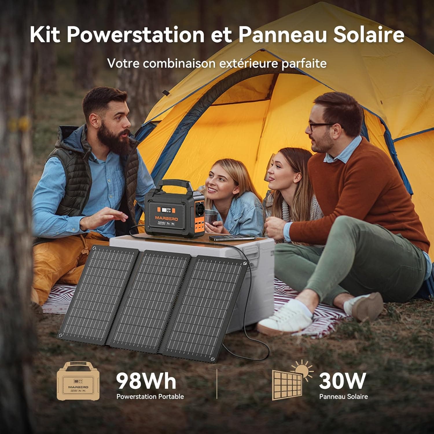 MARBERO 98Wh Station Électrique Portable avec Panneau Solaire Pliable 30W
