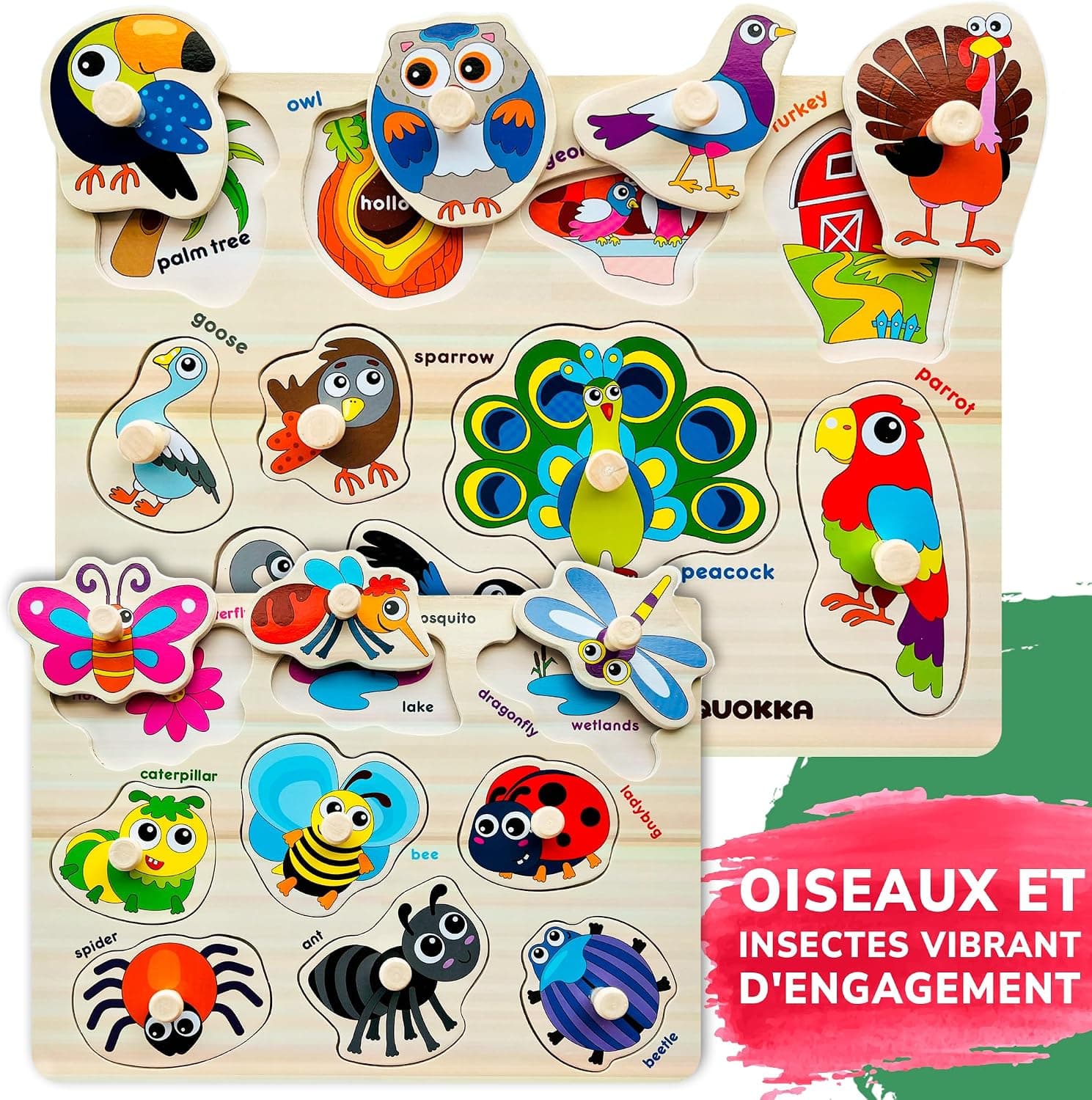 Puzzle Bois pour Enfants 1 à 3 Ans - Puzzle Bébé 18 Mois
